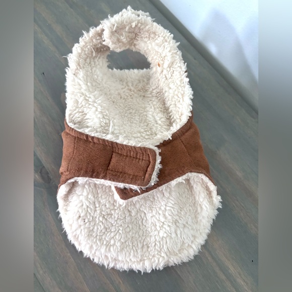 AFP All For Paws Brown & Cream Sherpa Pet Cat & Dog Coat/ Wrap/ Sweater - Picture 5 of 12